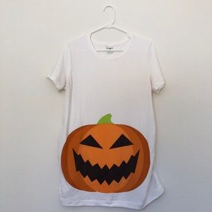 MAMAGAMA Maternity Pumpkin Halloween T-Shirt